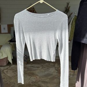 PacSun Light Gray Ribbed Crop Top